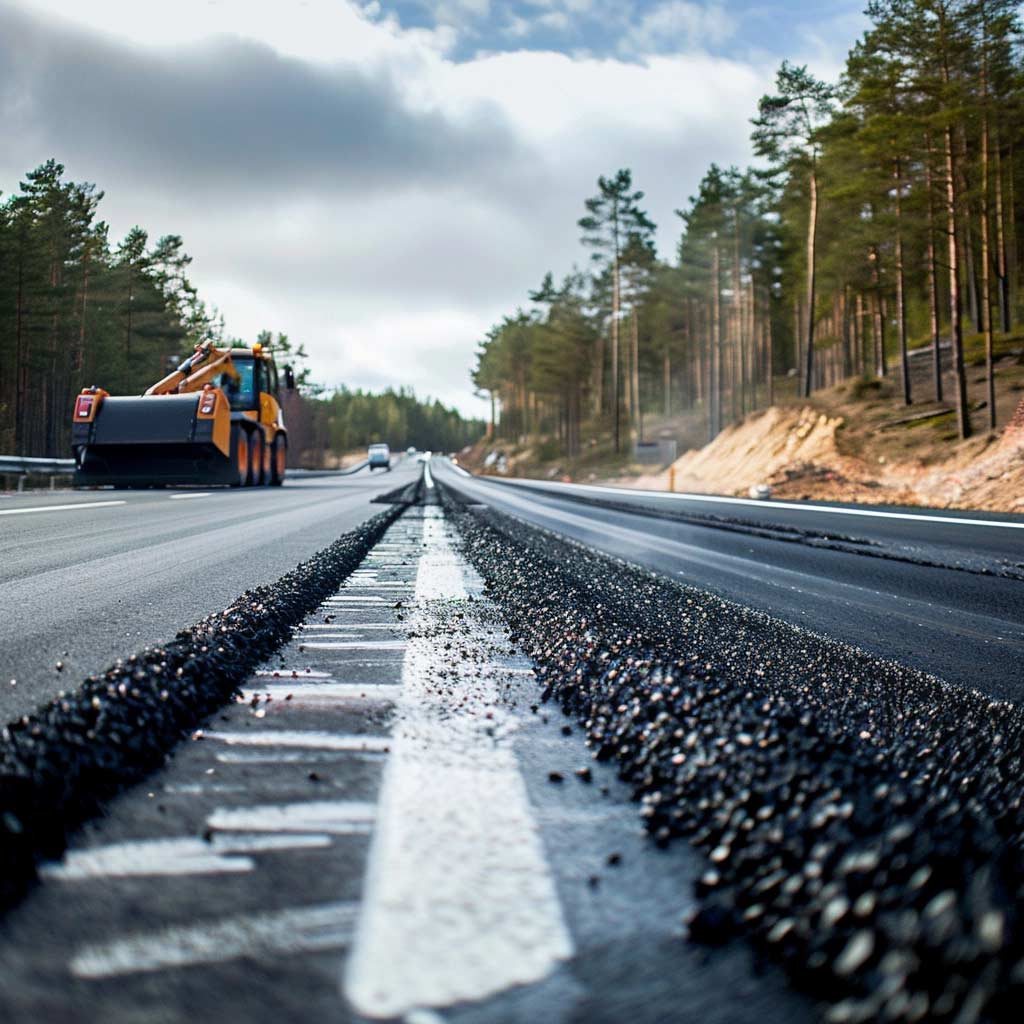 Asfaltering och linjemålning